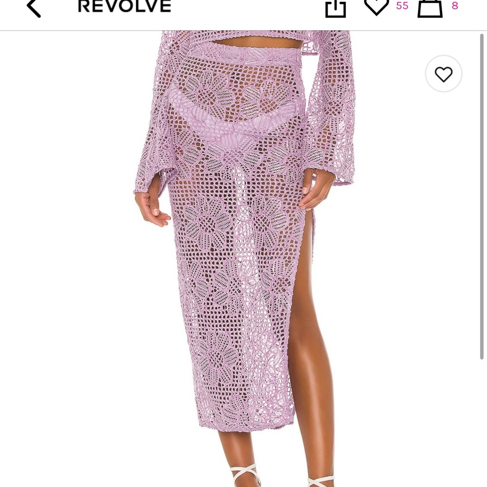Majorelle purple crochet midi skirt cover up